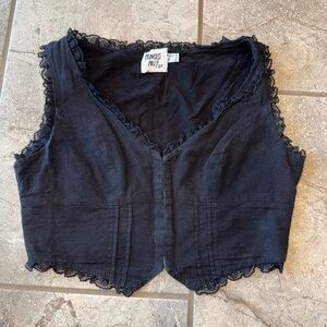 Princess Polly Black Lace-Edge Cropped Vest